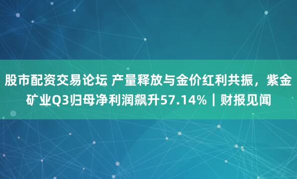 股市配资交易论坛 产量释放与金价红利共振，紫金矿业Q3归母净利润飙升57.14%｜财报见闻